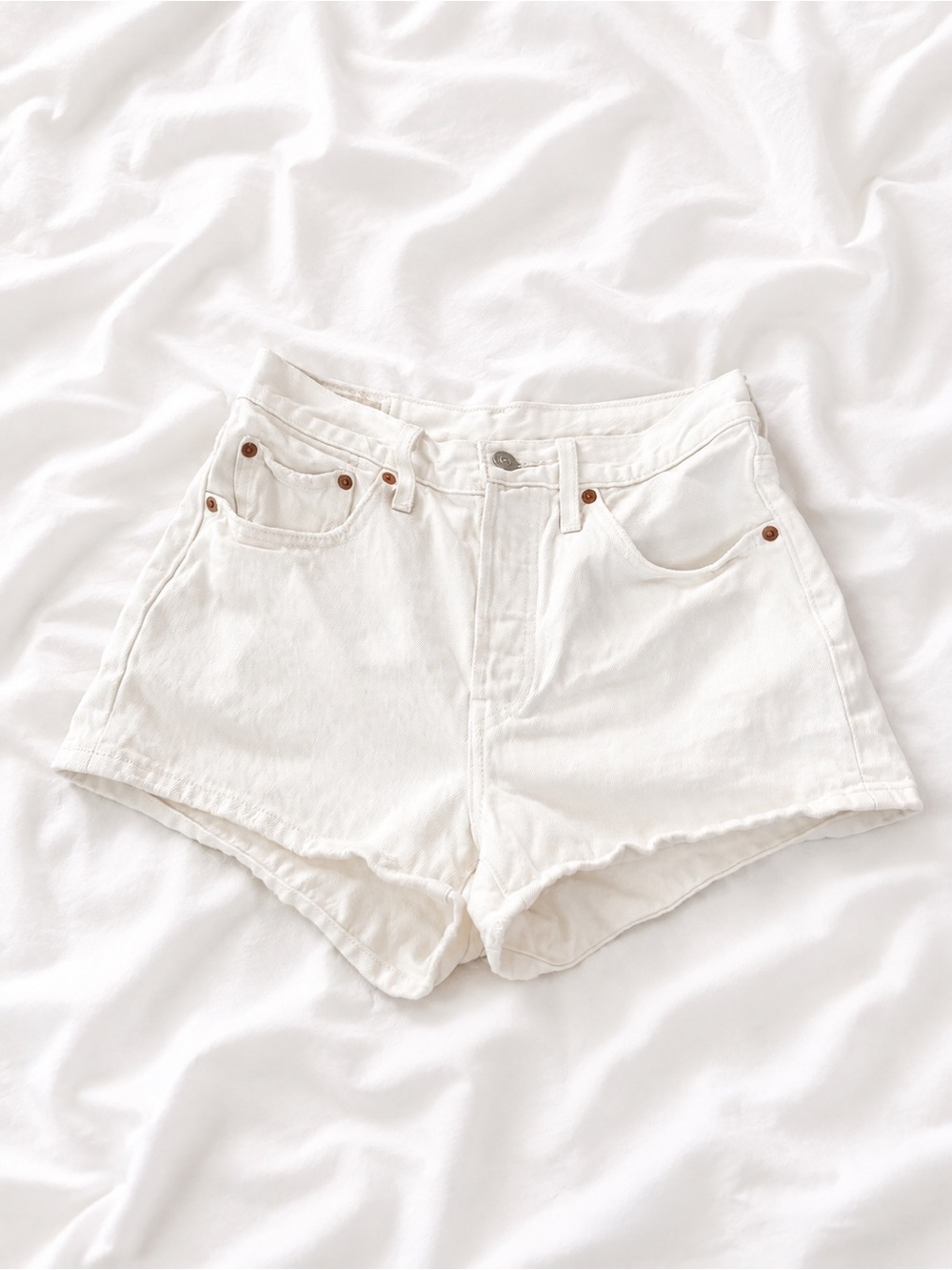 Levi's White High-Rise Denim Shorts